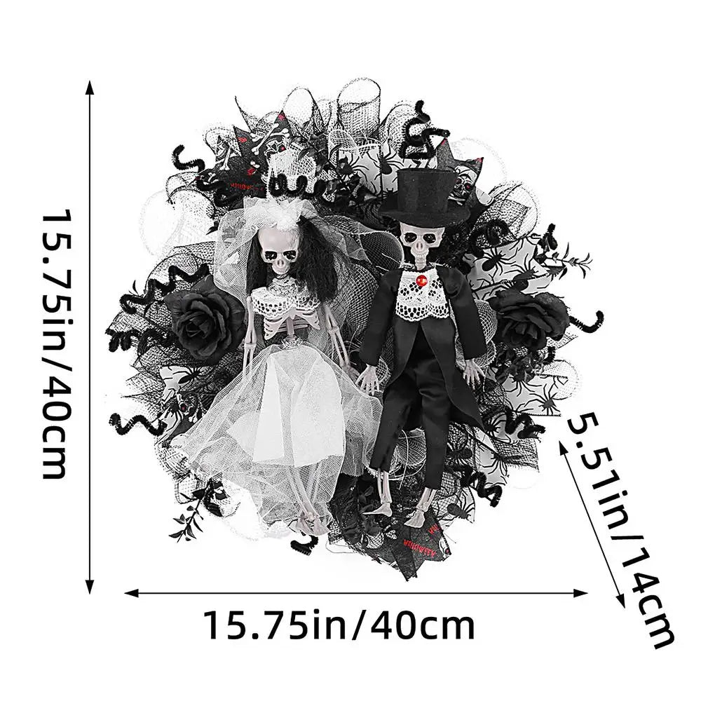 Guirlanda de esqueleto de Halloween guirlanda de janela e decoração assustadora