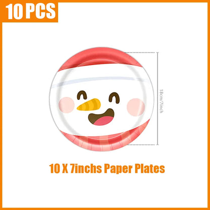 kits Enfeites Natal 40 Pratos Descartáveis Natal 23cm 40 peças 9 Polegadas Conjunto de Pratos Descartáveis