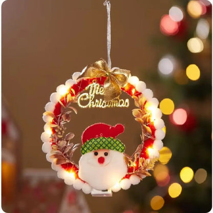 Guirlanda de Natal feita à mão com iluminação para decoração de festa de Natal