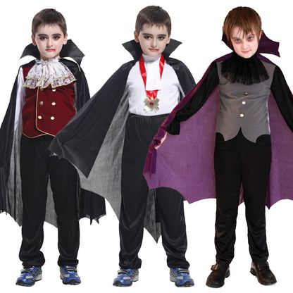 Fantasia Infantil Drácula Vampiro Halloween Cosplay + Capa