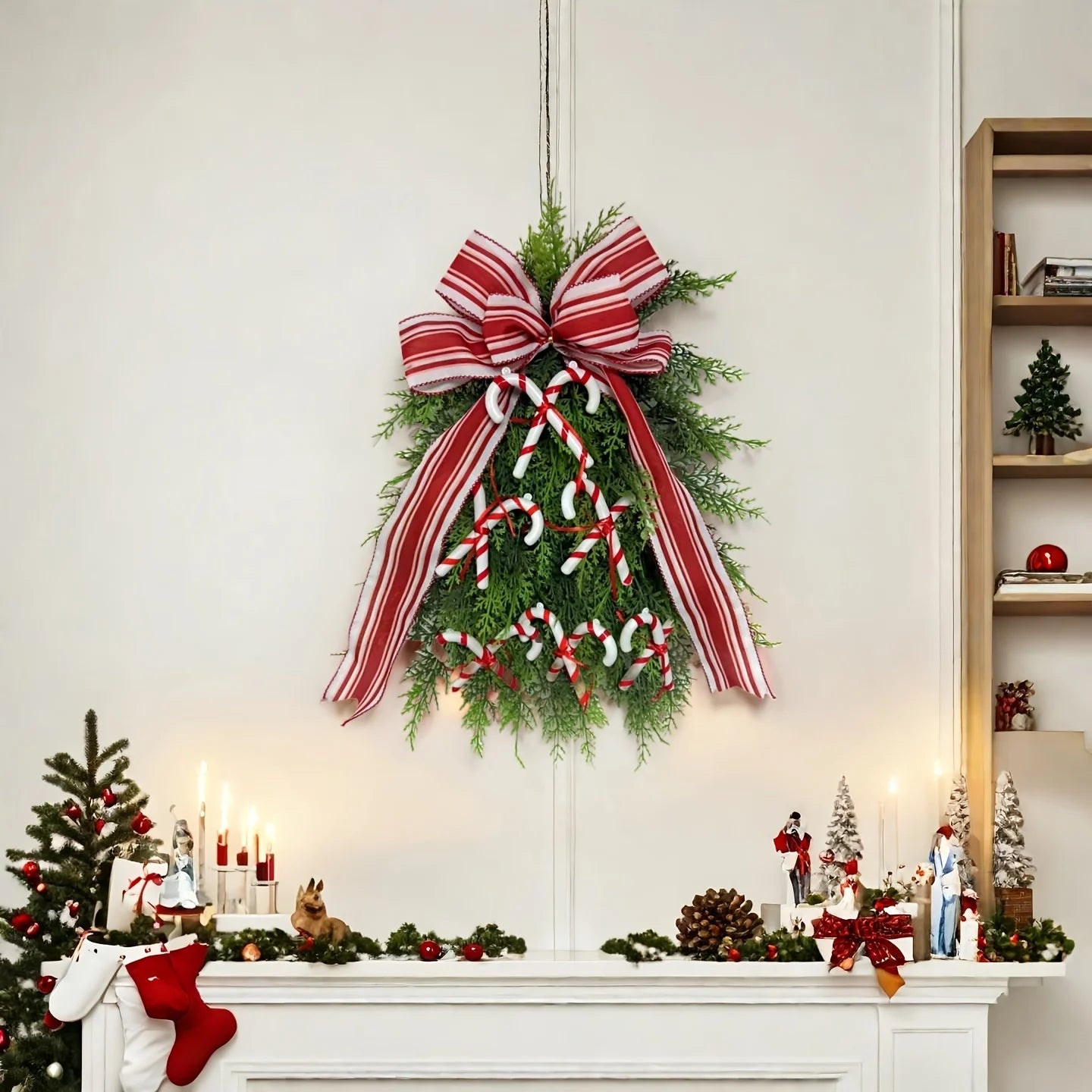 Guirlanda de árvore de Natal feita à mão para porta da frente