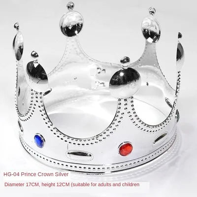 Coroa Rei Rainha Príncipe Princesa Plástica Ajustável Festa Com Rainha Dourada