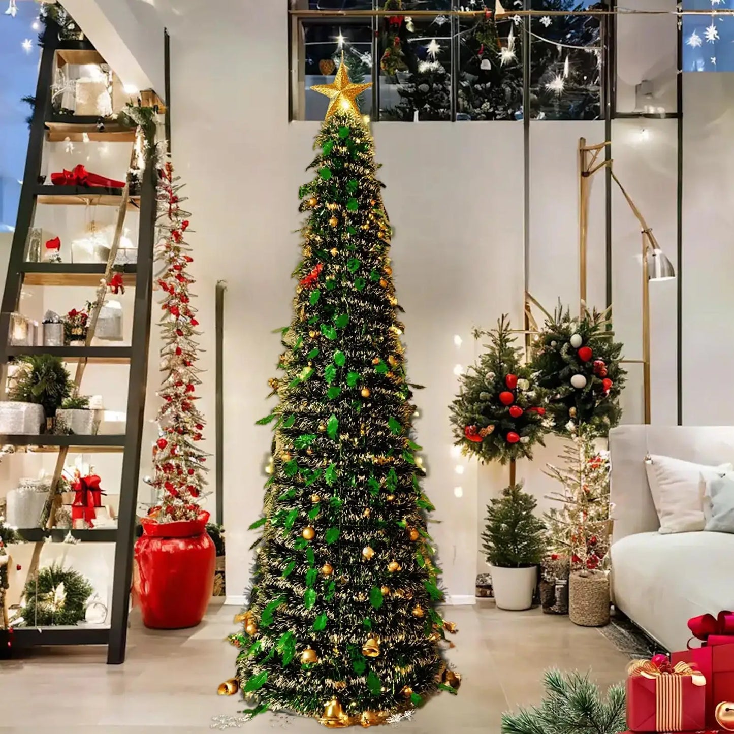 Árvore de Natal Artificial, Decoração de Quintal de 1,5 m – Decoração de Árvore de Festival