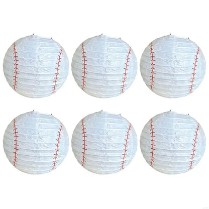 6 Peças lanternas de papel esportivas 20,32 cm beisebol basquete futebol esportes