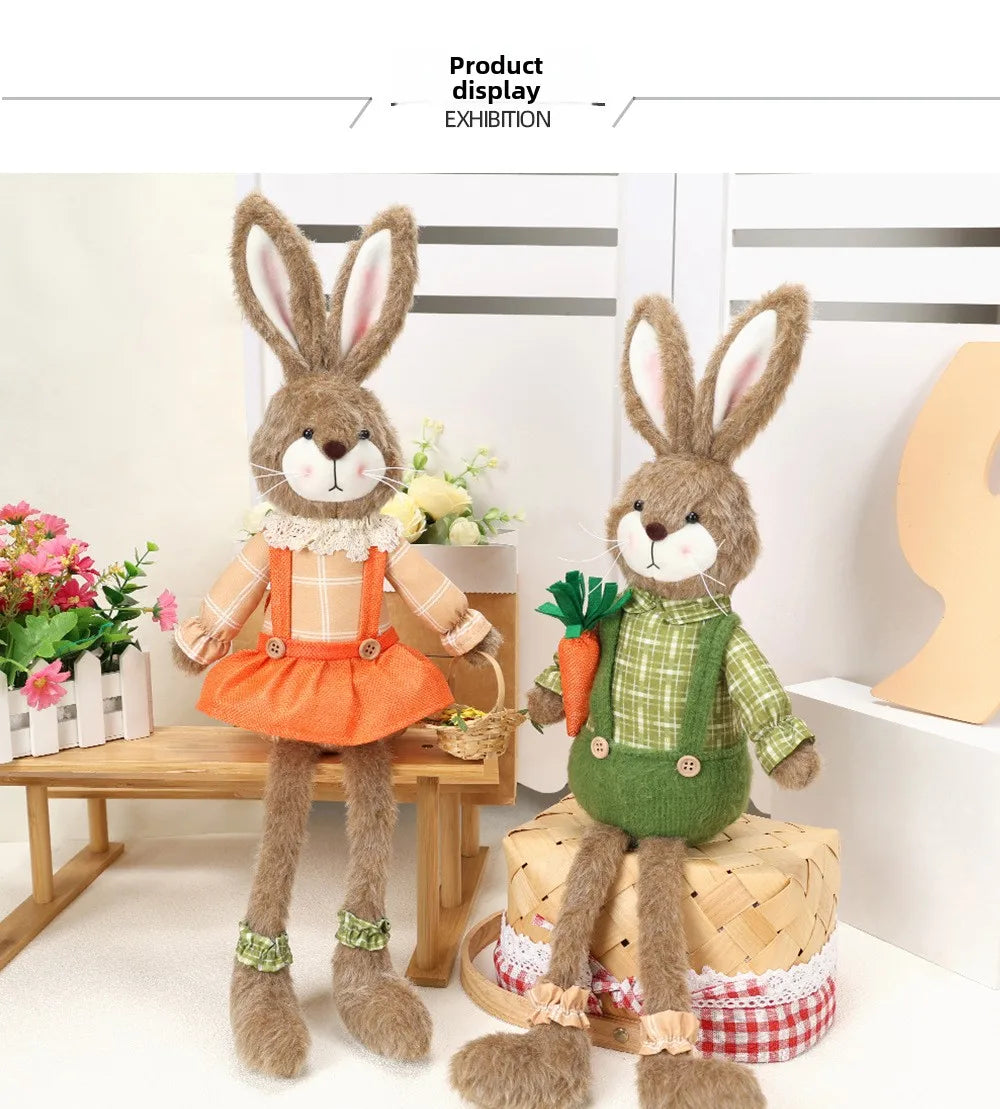 Coelho Páscoa Rústico Conjunto de 2 decoração páscoa estátuas coelho 59cm decoração
