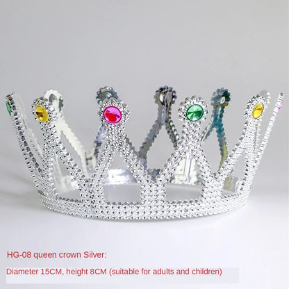 Coroa Rei Rainha Príncipe Princesa Plástica Ajustável Festa Com Rainha Dourada