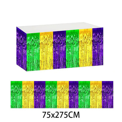 Pacote com 2 decoração de festa de carnaval, 76 x 252 cm, saia de mesa carnaval