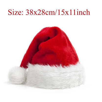Gorro de Natal Veludo Papai Noel 28x38cm, Touca de Natal Papai Noel Veludo Vermelho e Branco