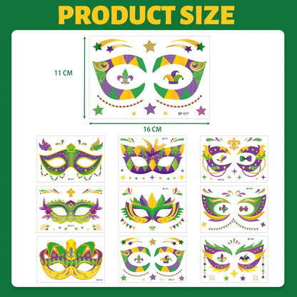 Kit Máscara de Carnaval com/ tatuagem adesivos 3 peças de enfeites de madeira carnaval