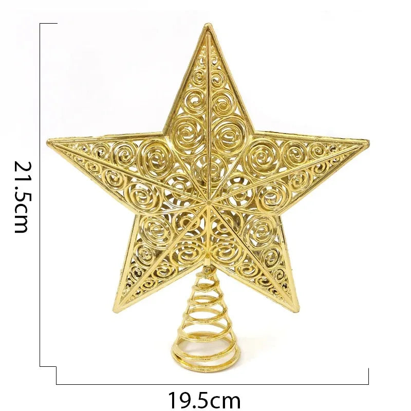 Ponteira Estrela Brilhante Glitter Dourada Ponteira Estrela Árvore De Natal 20cm Glitter