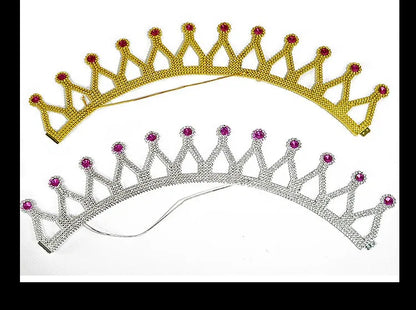 Coroa Rei Rainha Príncipe Princesa Plástica Ajustável Festa Com Rainha Dourada