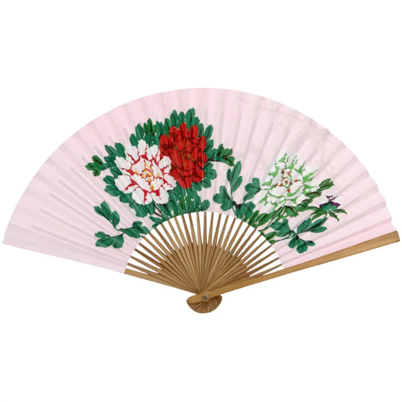Leque Grande De Bambu Oriental 30cm Aberto e Leque Grande De Bambu