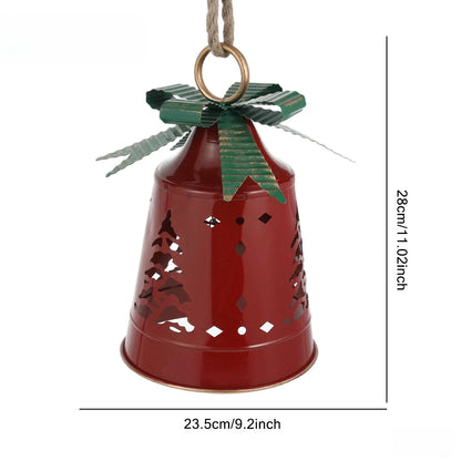 Sinos Decorativos de Natal em Ferro Forjado Resistente com Acabamento Rústico 29cm*11.42 Pol.