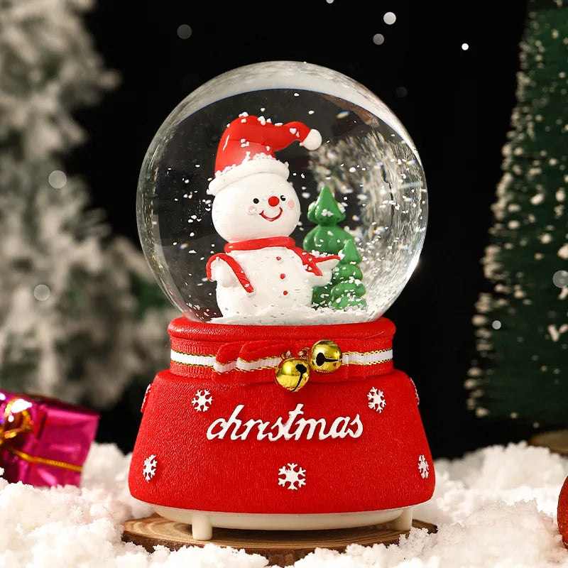 Globo de Neve de Natal, Bola de Cristal Iluminada, Enfeites de Bola de Vidro, Decorações