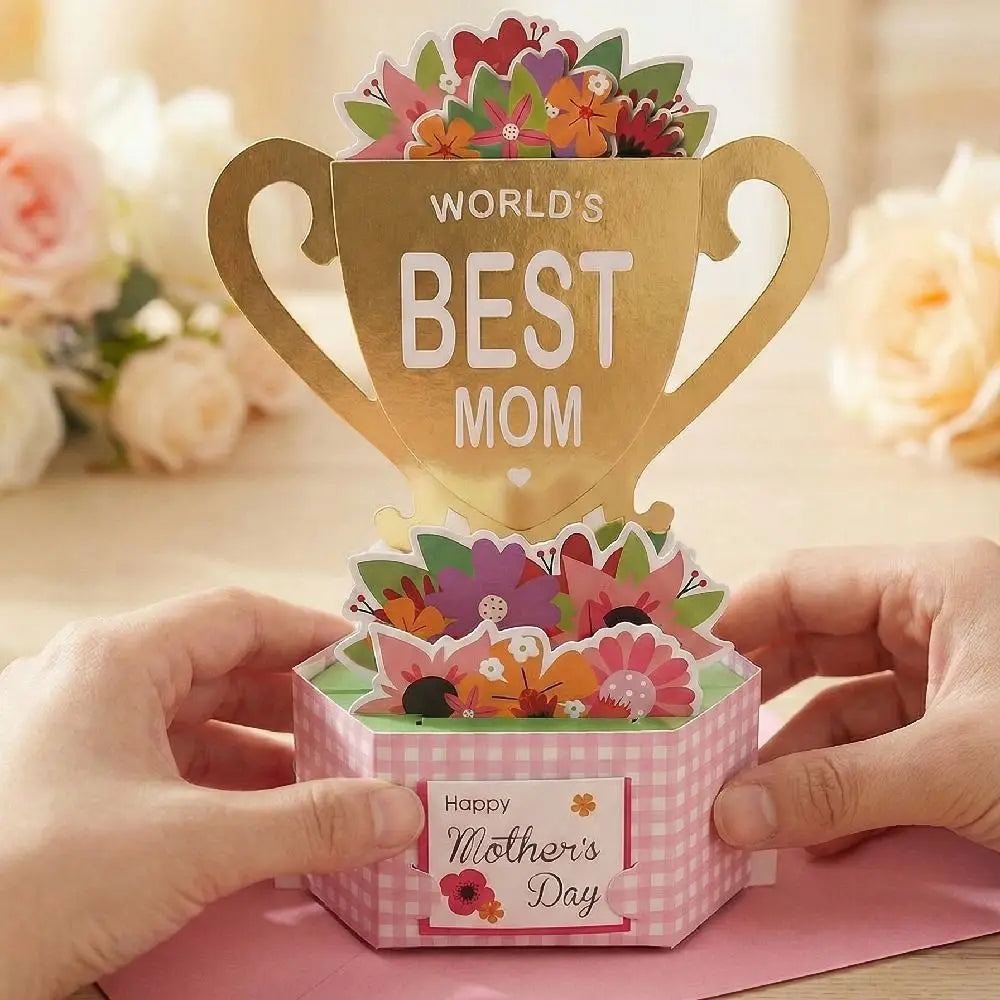 Cartão Pop Up 3D da Filha Cartões Feliz Dia das Mães para Melhor Mãe Cartão 3D Envelope