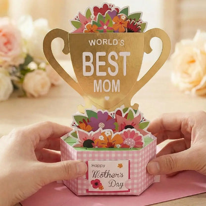 Cartão Pop Up 3D da Filha Cartões Feliz Dia das Mães para Melhor Mãe Cartão 3D Envelope