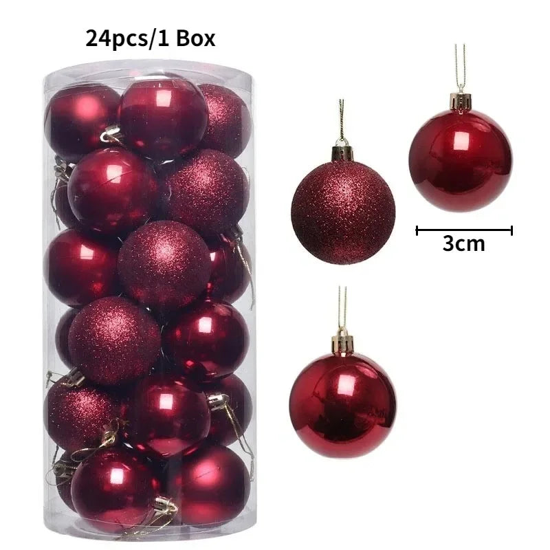 Bolas de natal Ornamentos de árvore de Natal de 3 mm de 36 quilates, grandes ornamentos