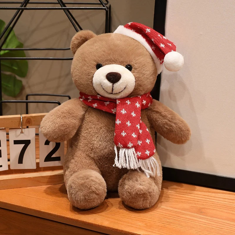 Urso de Pelúcia de Natal em Xadrez Tartan, Grande Urso Marrom