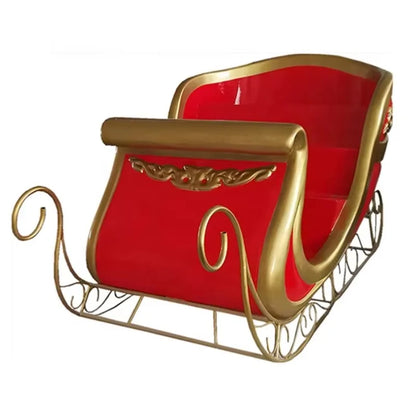 Trenó do Papai Noel Gigante Cenográfico (Branco e Dourado) Shopping Center