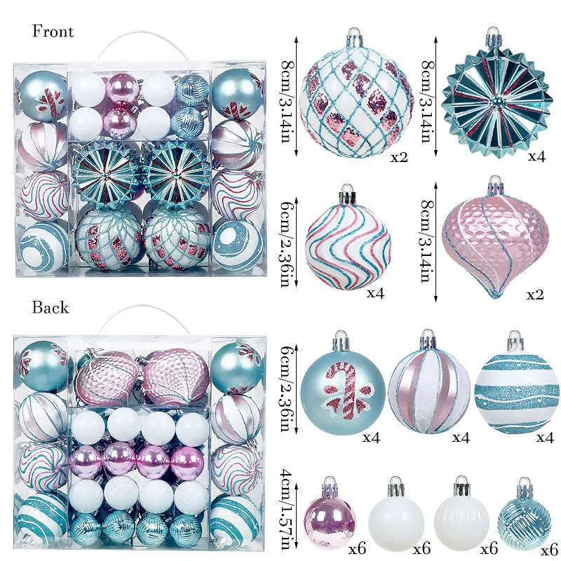 Bola de Natal 48 Peças de Enfeites de Bolas de Natal Criativos Vermelho Estilo Retrô