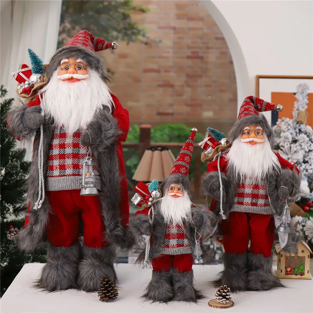 Boneco de Papai Noel em pé, enfeite de Natal para festa de Natal, lareira e férias 40cm