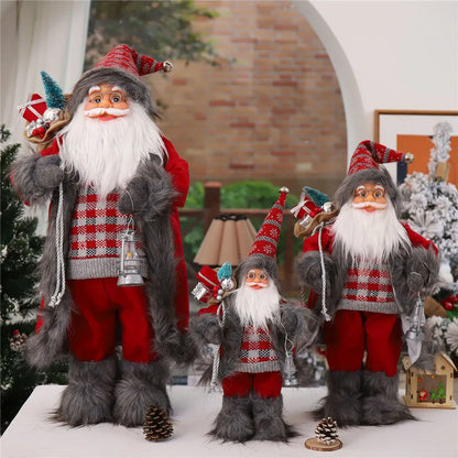Boneco de Papai Noel em pé, enfeite de Natal para festa de Natal, lareira e férias 40cm
