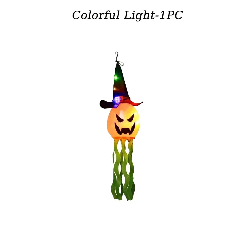 10 Peças de decoração suspensa de Halloween, chapéus de bruxa fantasma iluminados