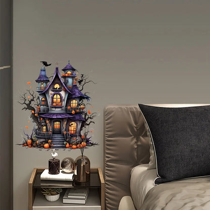 Adesivos Abóbora Castelo Halloween decalques de parede de abóbora de Halloween