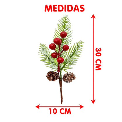 Galhos Pick Berry Vermelho Enfeite Natalino 30cm Kit 4 peças Galho Decorativo Pick Berry