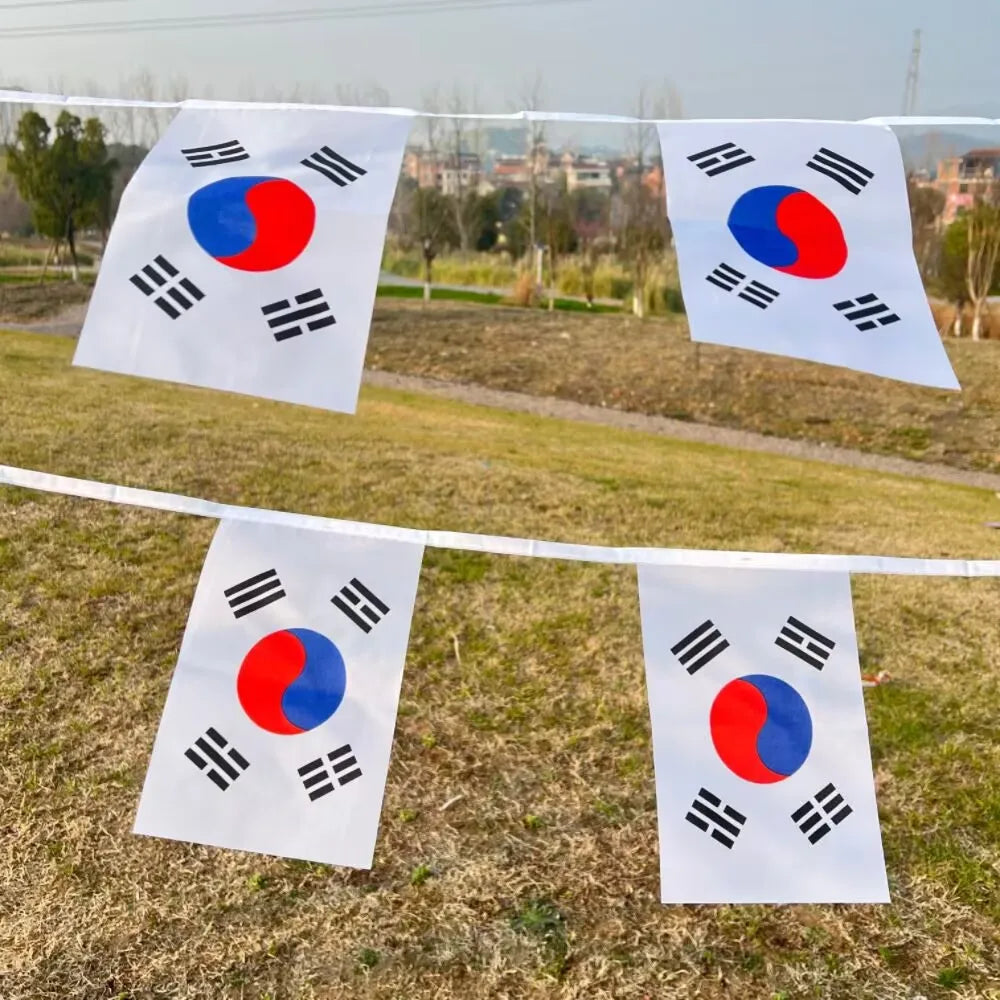 Bandeirinhas Copa do Mundo Coreia do Sul 6 metros Bandeira 20 bandeiras 9'' x 6''