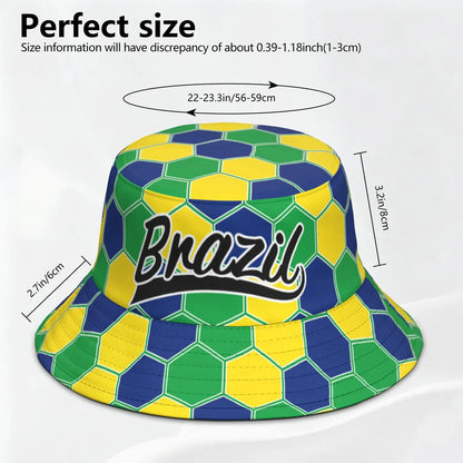 Chapéu balde bandeira Brasil unissex chapéu brasileiro embalável praia viagem pescador