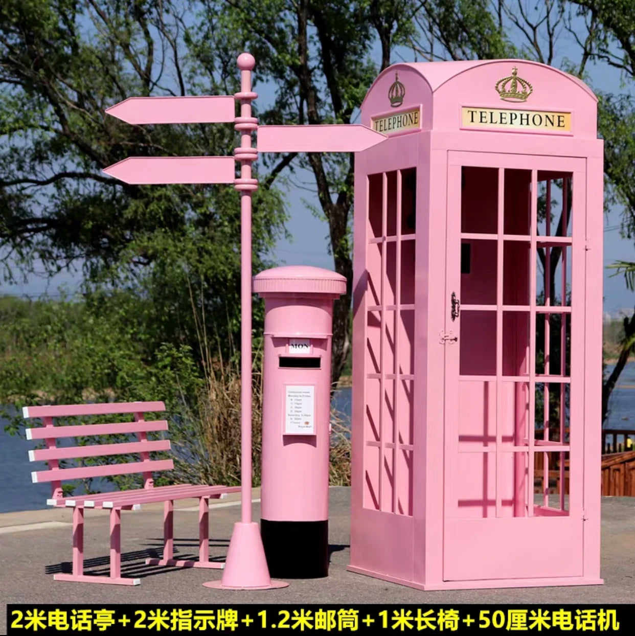 Cabine Telefônica Temática Tamanho Real Rosa Flores Londres