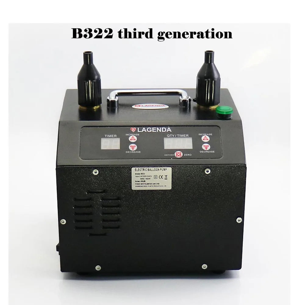 Inflador Elétrico de Balões Lagenda B322 (Terceira Geração / Versão Digital com Bico Duplo)