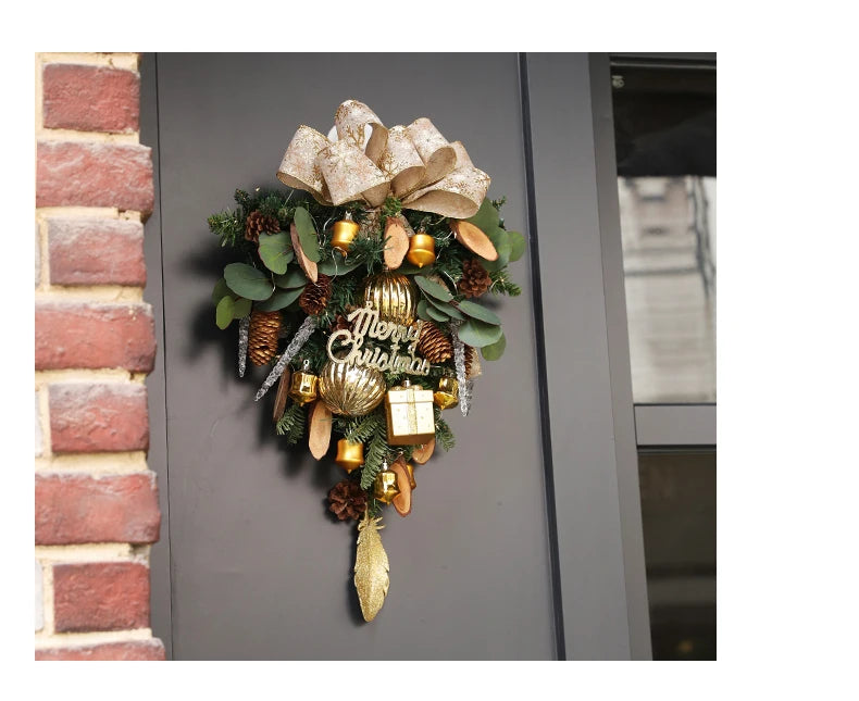 Guirlanda de Natal Nevada com Bolas Vermelhas, Pinhas e Azevinhos - Decoração Natalina