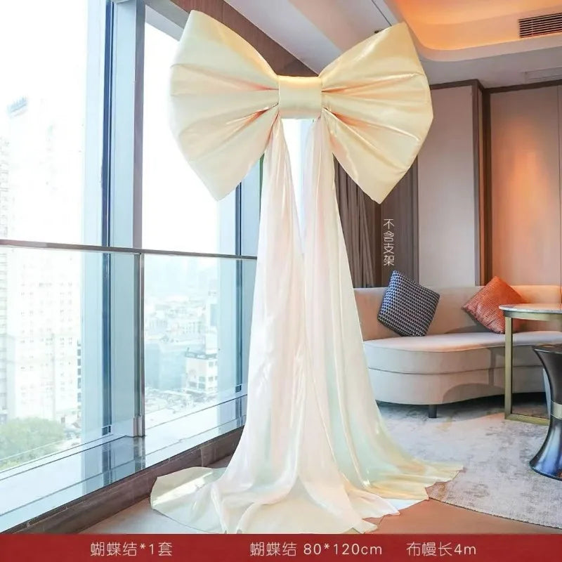 Laço decorativo grande, laço gigante de veludo vermelho, cenário casamento, decoração