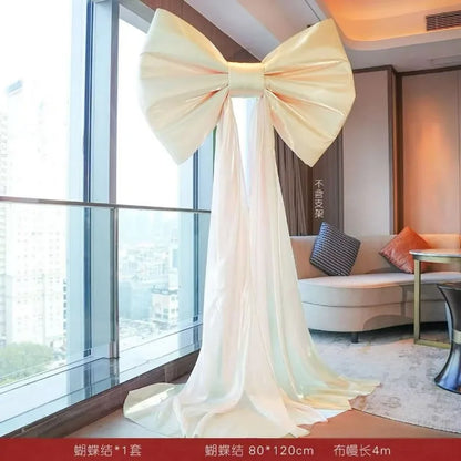 Laço decorativo grande, laço gigante de veludo vermelho, cenário casamento, decoração