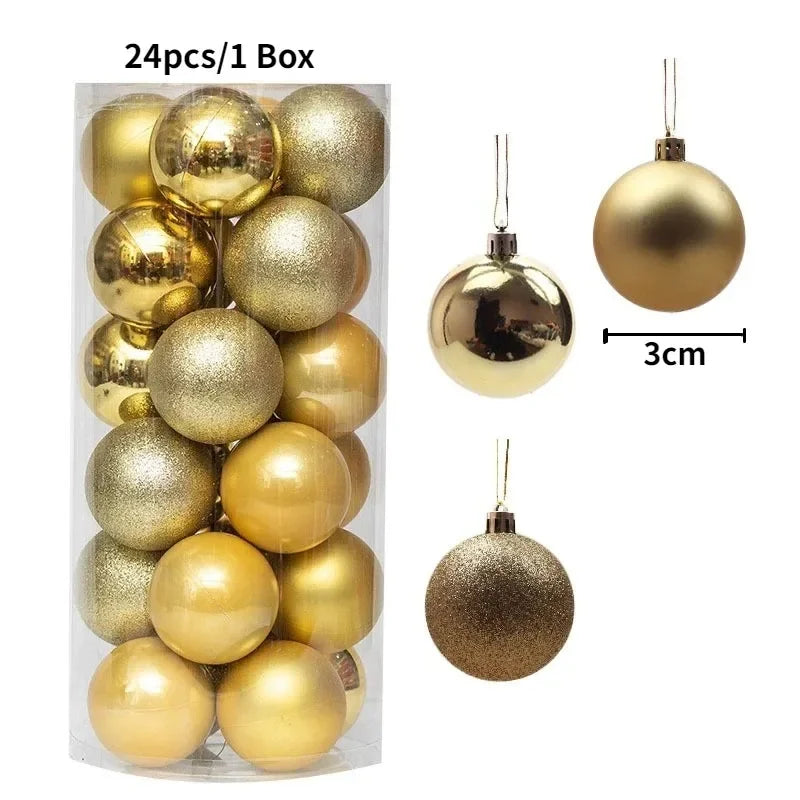Bolas de natal Ornamentos de árvore de Natal de 3 mm de 36 quilates, grandes ornamentos