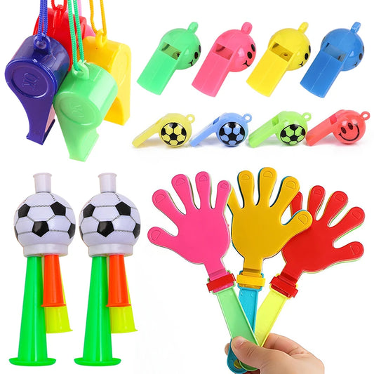 Apitos de plástico com cordão padrão de futebol treinamento apito infantil crianças futebol