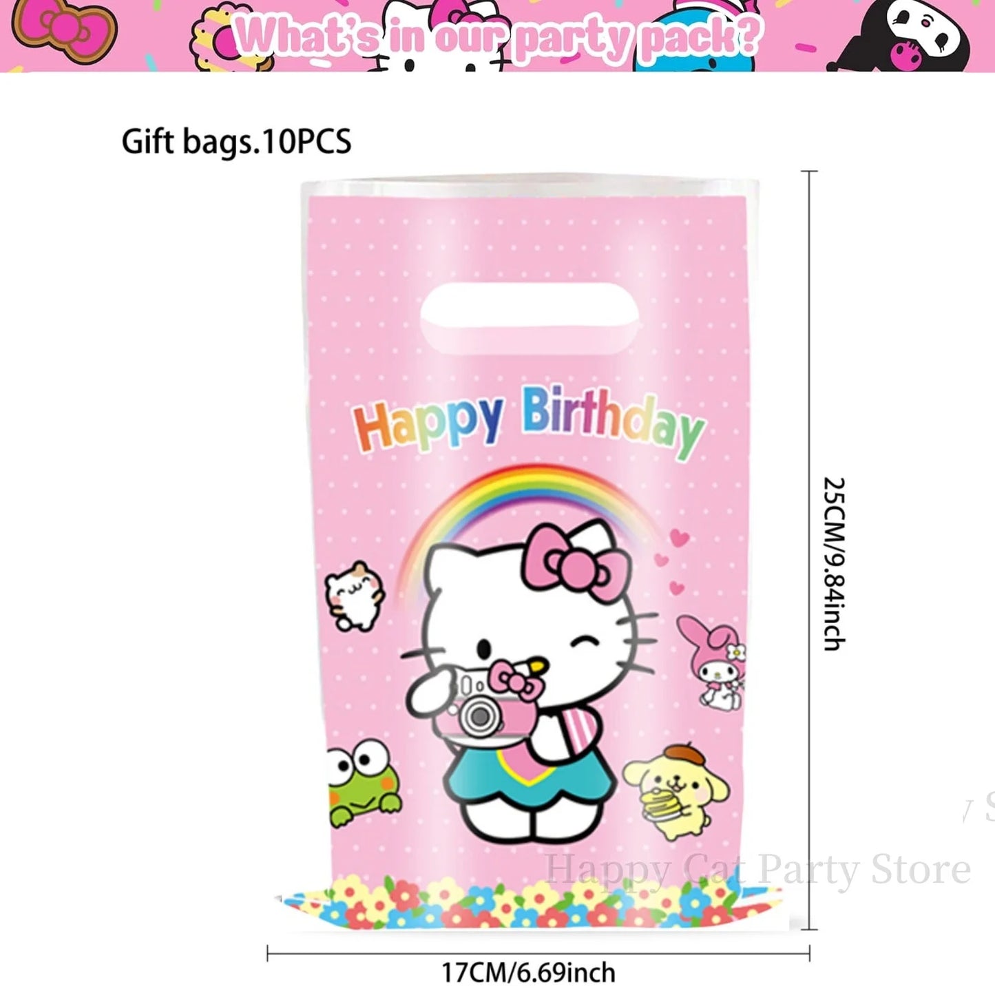 Kit de hello kitty para decoração de festa de aniversário de Kitt - 217 peças, incluindo top