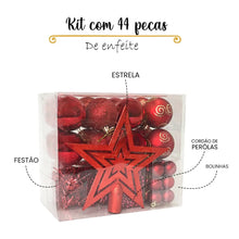 Carregar imagem no visualizador da galeria, Kit 44 Peças de Enfeite Natalino com Estrela, Bolinhas, Festão e Cordão de Pérolas
