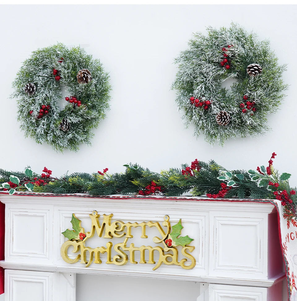 Guirlanda de Natal artificial corona decoração de guirlanda de Natal de plástico decorada
