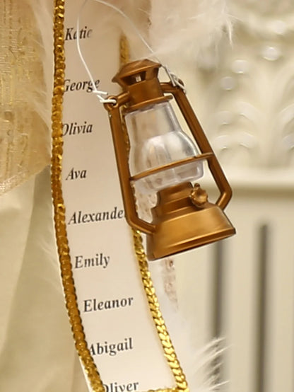 Coleção Colina dos Ventos 16 polegadas em pé branco e dourado Ho Papai Noel decoração
