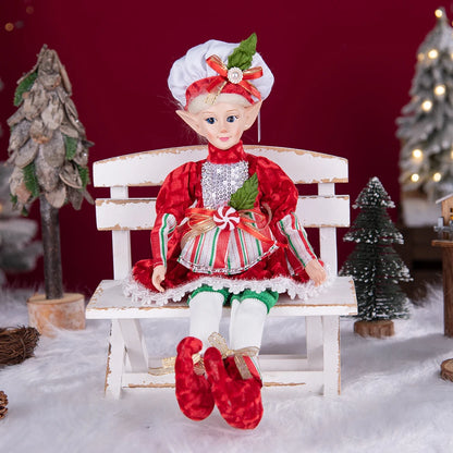Elfo de Natal, 38cm Macios e Adoráveis Enfeites de Árvore de Natal de Elfos para Árvore de Natal