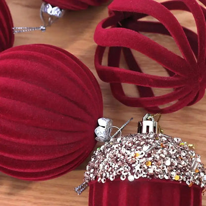 Bola de Natal Enfeites de Bolas de Natal de Veludo 4 Peças Decorativos / Tamanho: 16x8cm