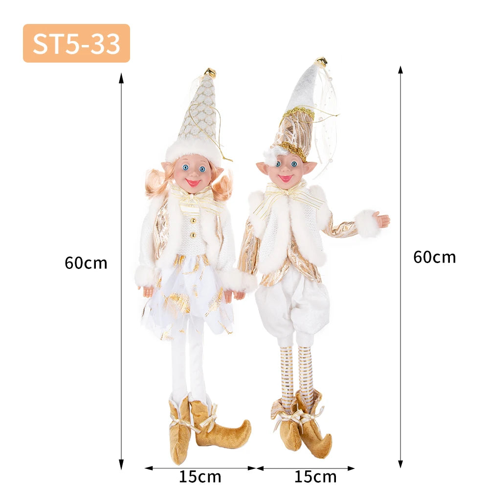 Conjunto de 2 elfos de Natal de 66 cm, adorável elfos vermelhos e verdes para pendurar