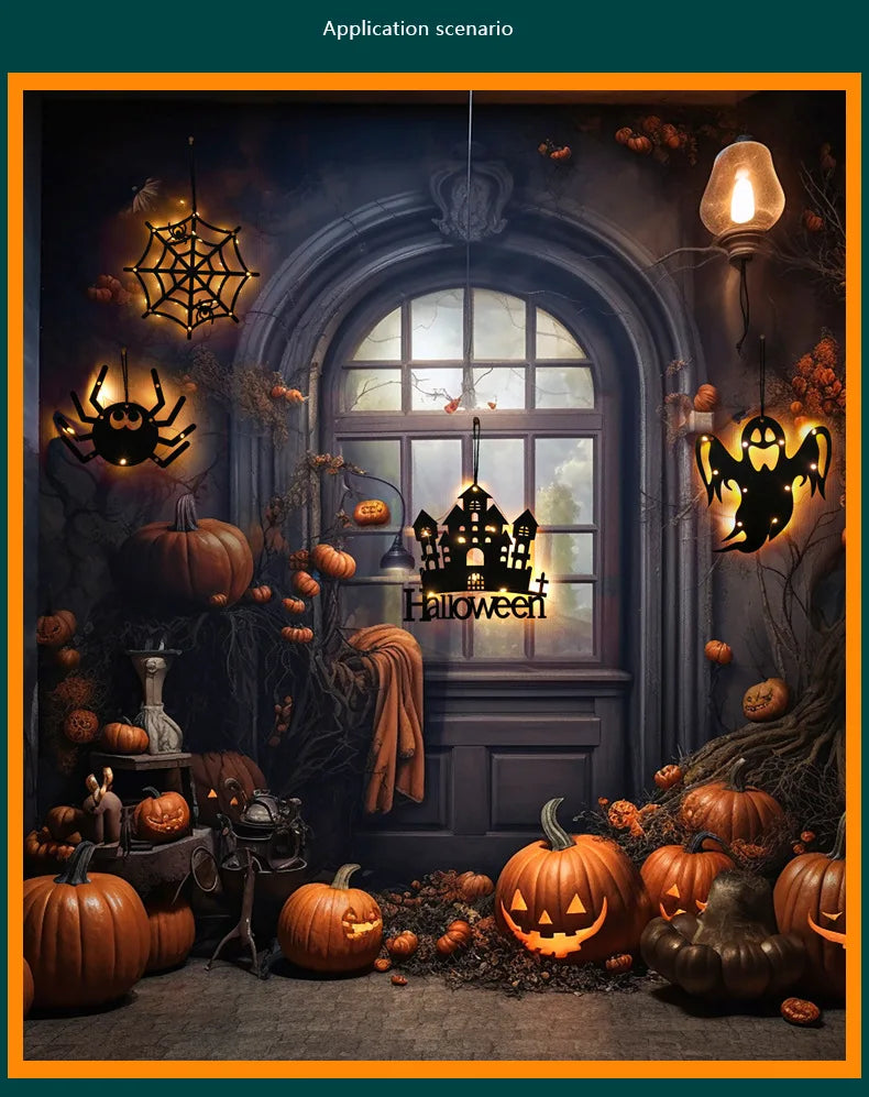 Morcego Halloween - Luz da janela do castelo para decoração Halloween - Decoração festa