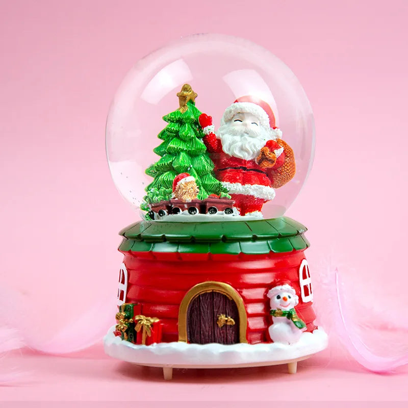 Globo de Neve de Natal, Bola de Cristal Iluminada, Enfeites de Bola de Vidro, Decorações