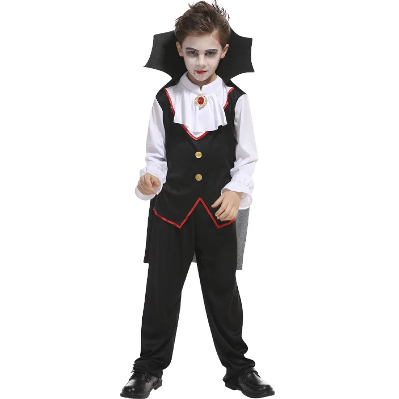 Fantasia Infantil Vampiro Drácula Criança Halloween Vestido Roupa