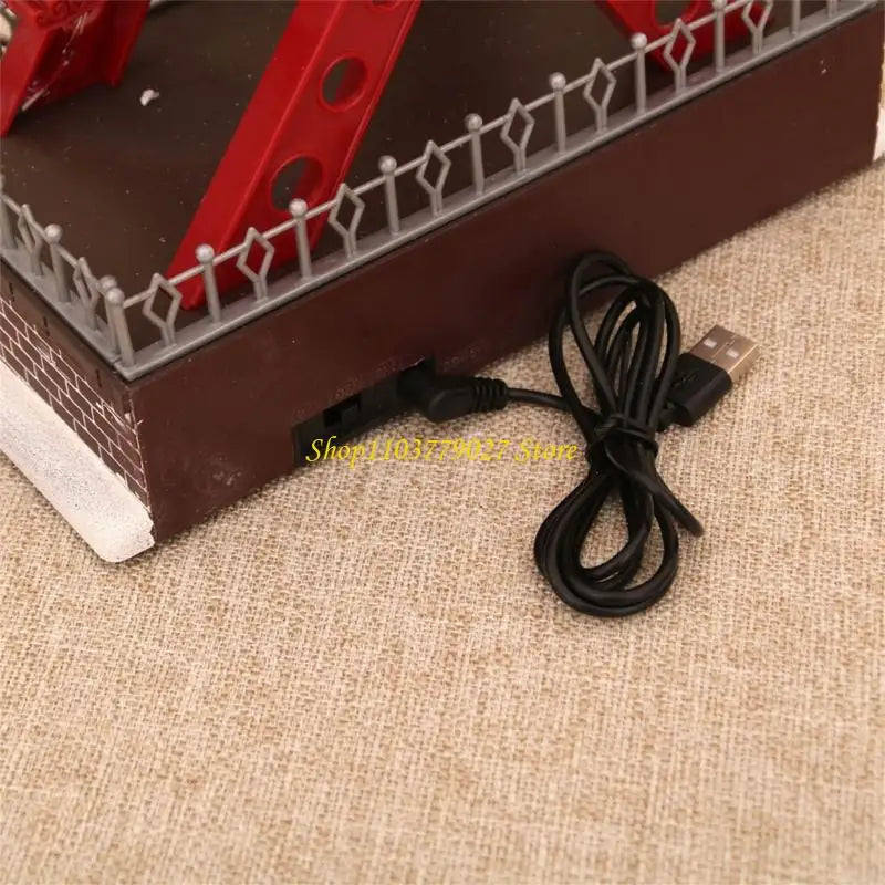 Roda-gigante rotativa de Natal de 28 cm com luzes LED, acompanhada música alegre Natal