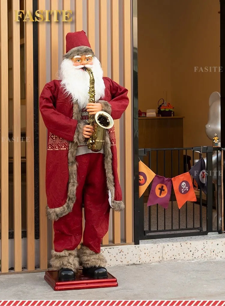Papai Noel Dançante Animado Shopping Em Tamanho Real, Papai Noel Dançante Cantando
